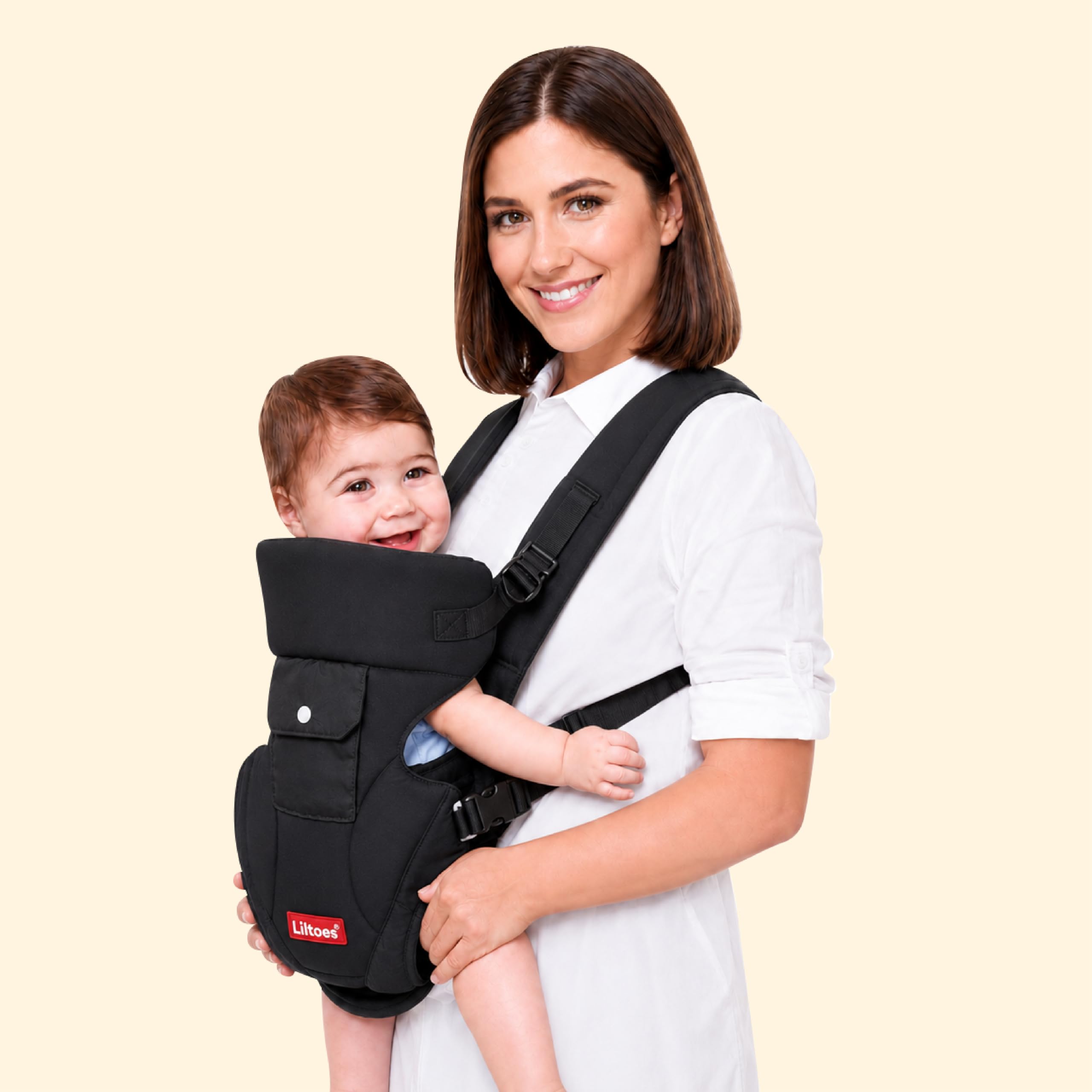 Liltoes Infant Baby Carrier Bag For 3M To 2Year Baby|Kangaroo Bag With 3 Carry Positions Max Weight Up To 12 Kgs (Black)