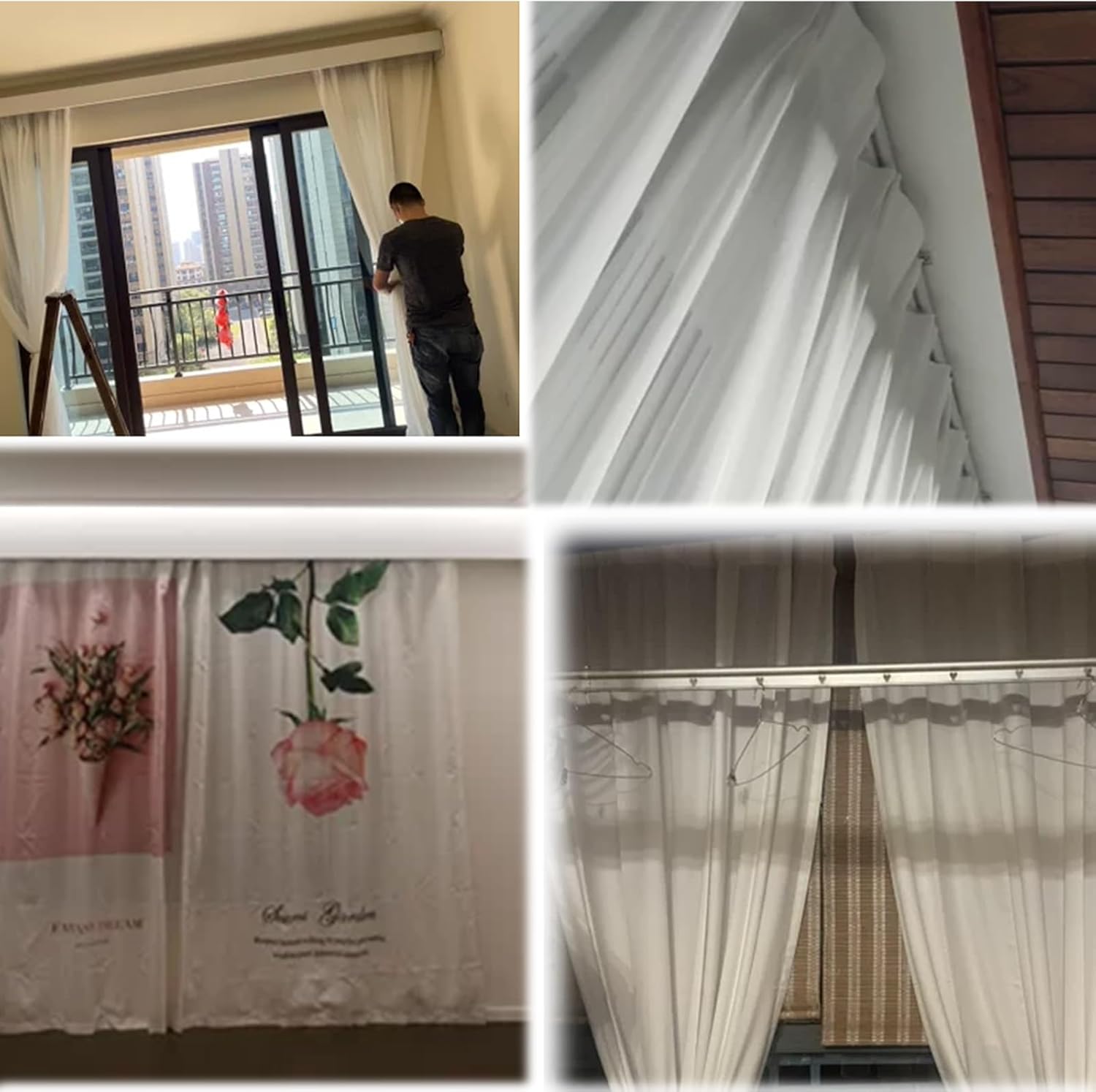 Aluminium Curtain Rails Silent Hooked Rails Ceiling Mounted Straight Rails for Room Privacy Partitions Easy to Install Seamless Blackout Curtain Rails 1.6-9.5ft(4.3ft)