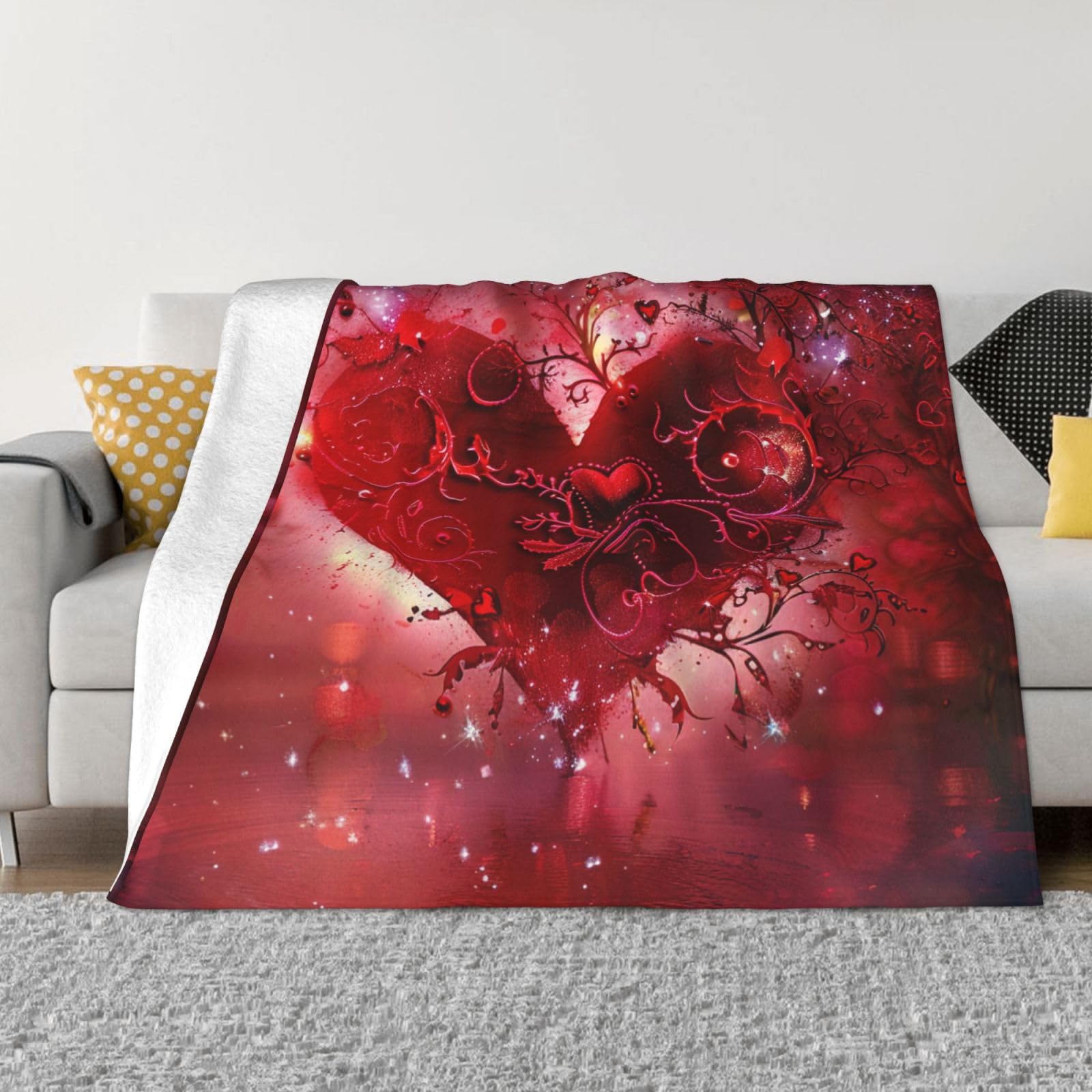 Couverture cœur Saint-Valentin en flanelle pour des soirées romantiques à deux