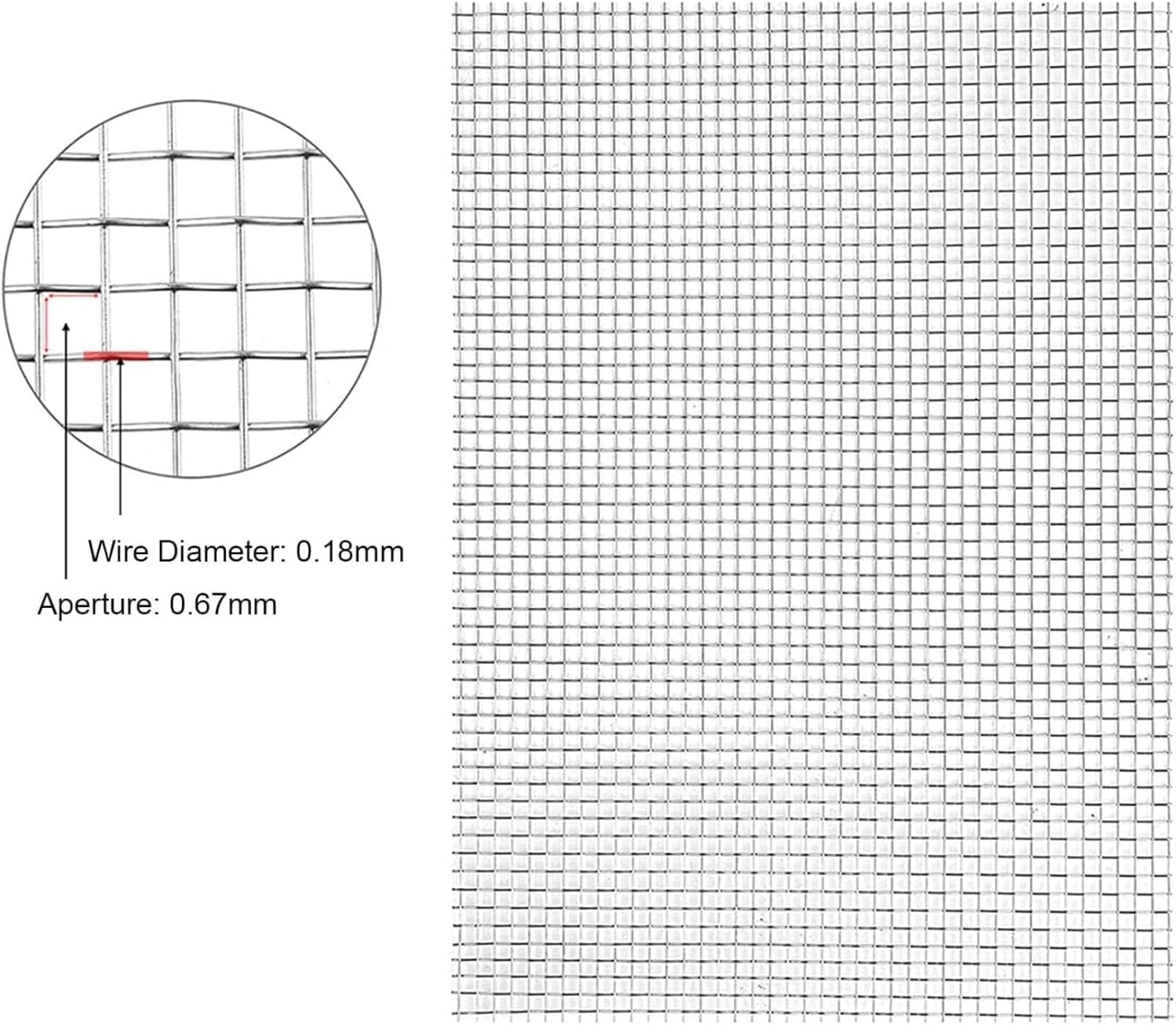 Stainless Steel Wire Cloth Mesh Panel, Screen Net Sheet, 30 Mesh Utility Grid for Vent Covers Security DIY Applications