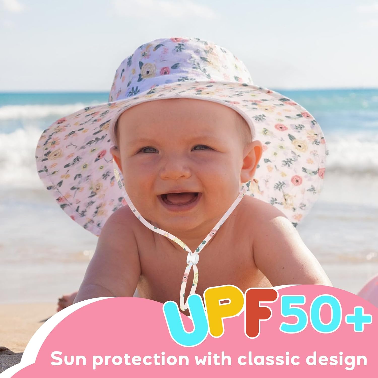 HONGTEYA Baby Toddler Sun Hat Summer Adjustable Bucket Hats with UPF 50+ Wide Brim for Kids Boys Girls 1-12 Years - Image 2