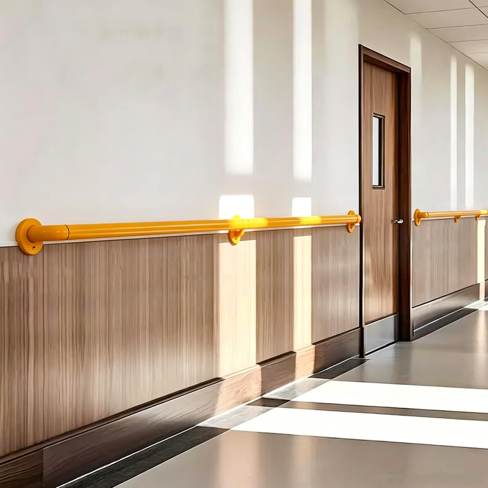 Lmvyuvlf Women's Yellow 1 Piece Wall Mounted Handrails, 35Mm Diameter Heavy-Duty Grab Bar For Stairs 1.2Mm Thick Stainless Steel Safety Rail With Non-Slip Cover(80Cm/2.62Ft)