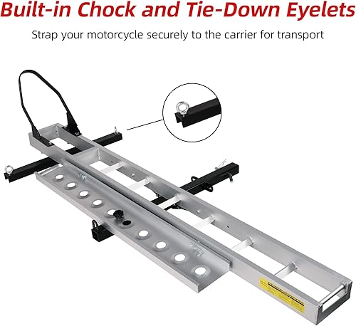 Miniatura 2 de Portabicicletas de aluminio con rampa de carga, receptor de 2 pulgadas, montaje rápido, fácil de usar, antitambaleo, capacidad de 440 libras