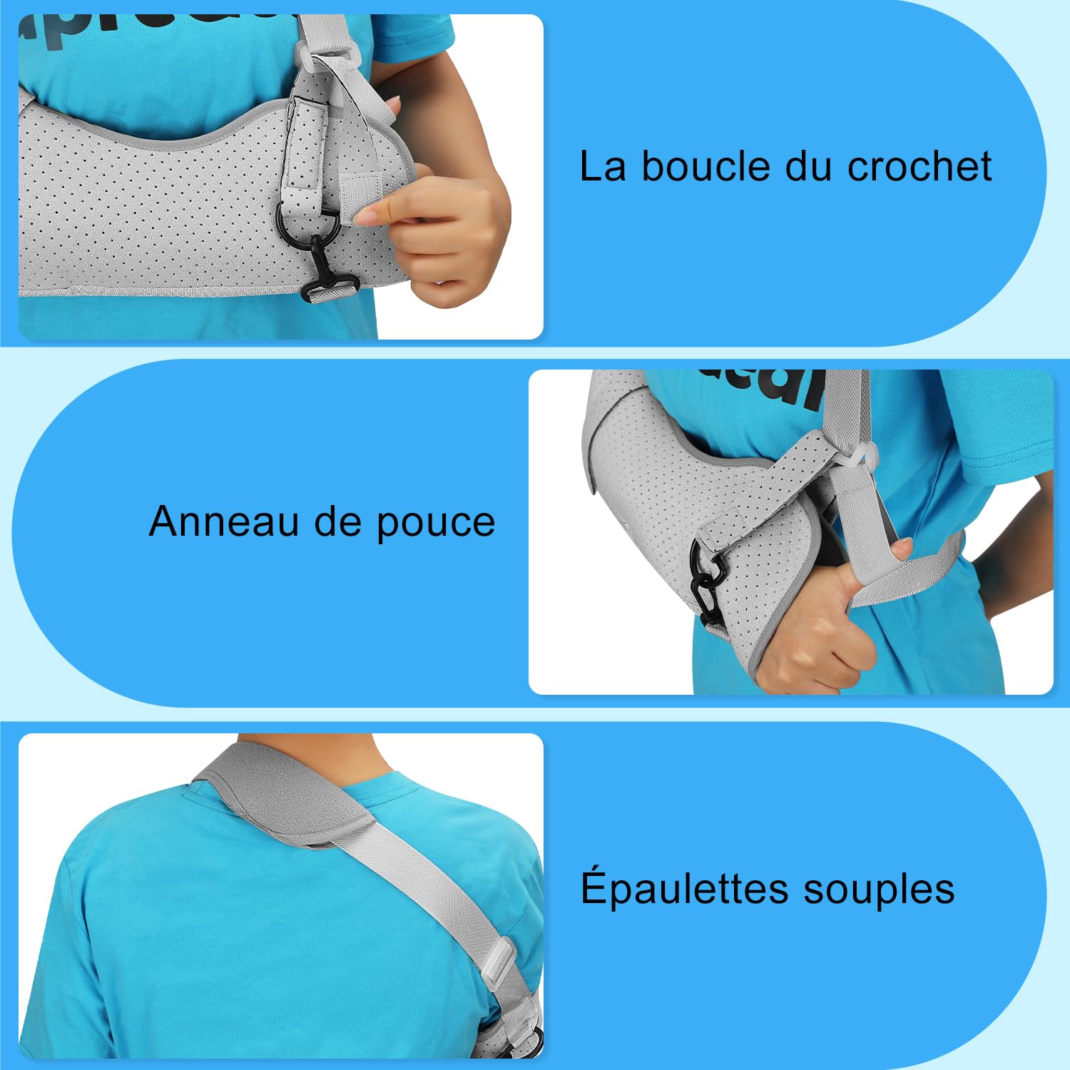 supregear Écharpe de Bras Gauche/Droit, Confortable Médical Attelle Epaule pour Hommes et Femmes, Echarpe de Soutien pour Bras pour Blessure à l'Épaule, Fractures et Luxations, Gris, S
