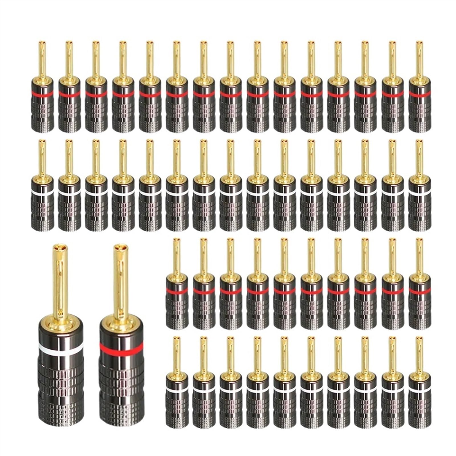 2/12/24/50Pcs Fiches Banane Pur Cuivre 24K Bornes Plaquées Or Connecteur Banane(50 Pieces,Elasticity Pin)