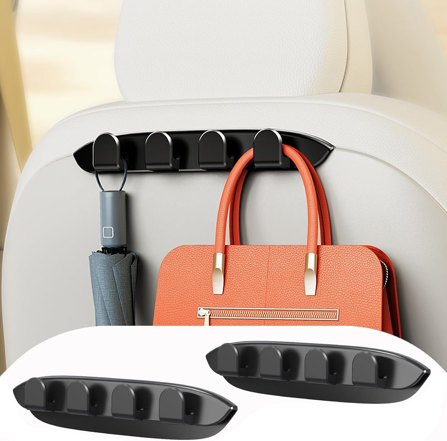 Forubar Car Seat Hooks for Tesla Model Y Model 3 Accessories 2024 2023 2022 2021, Purse Hanger for Car, Automotive Seat Back Organizers for Purses and Bags, Car Bag Hooks