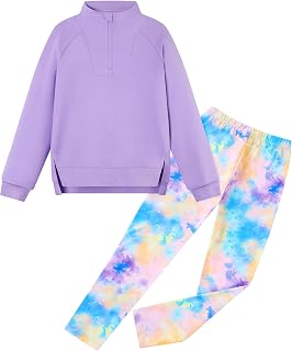 Girls Clothes Fashion Half Zip Sweatshirt Pants 2 Piece 6-14Y