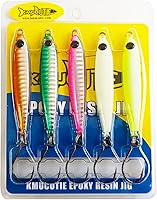 Vista 1 de Kmucutie 5 señuelos de pesca de resina epoxi de 1 onza, ideal para peces de caza costeros y marinos, señuelos artificiales para mero, diente