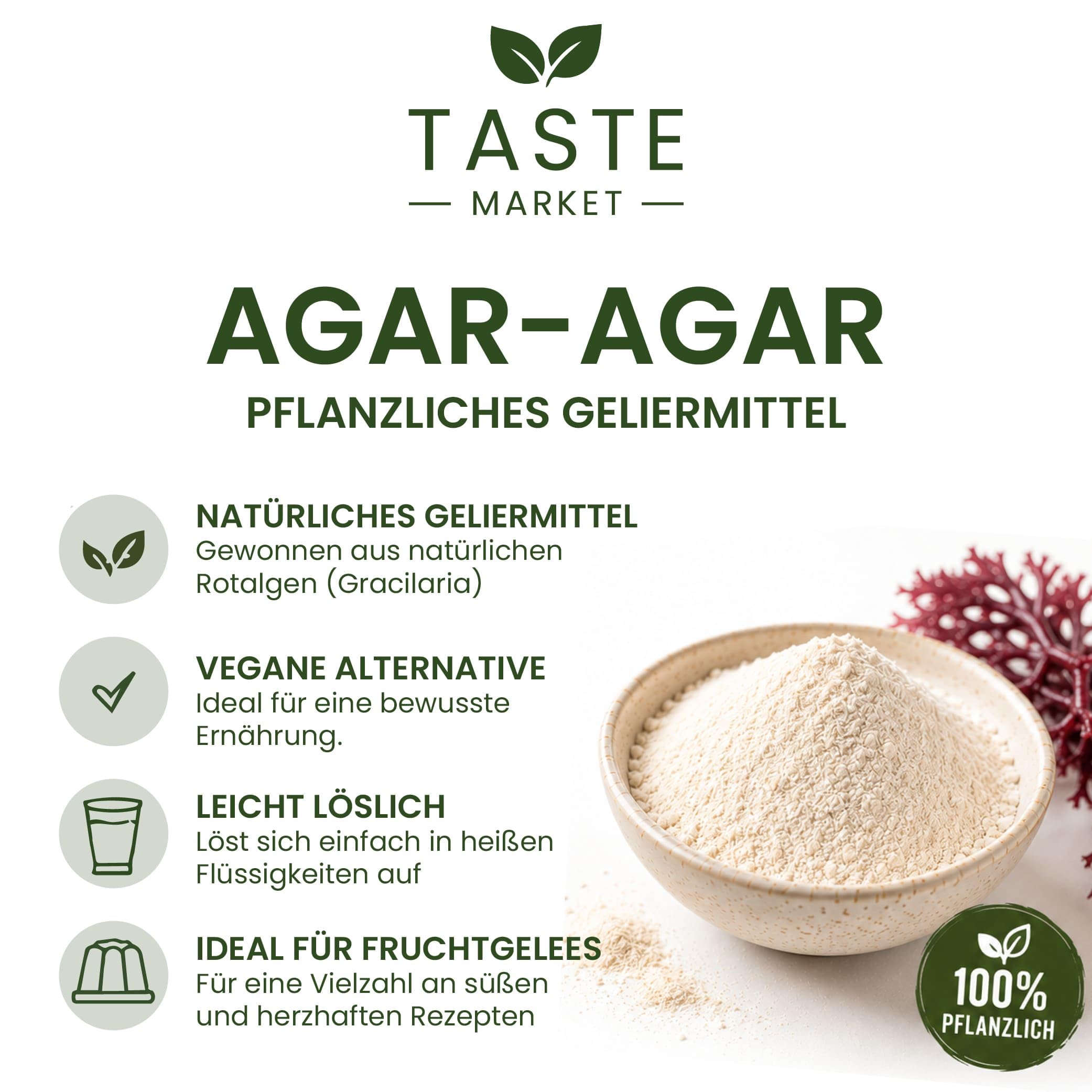 500 g Agar Agar Pulver | pflanzliches Geliermittel | Vegan | Verdickungsmittel