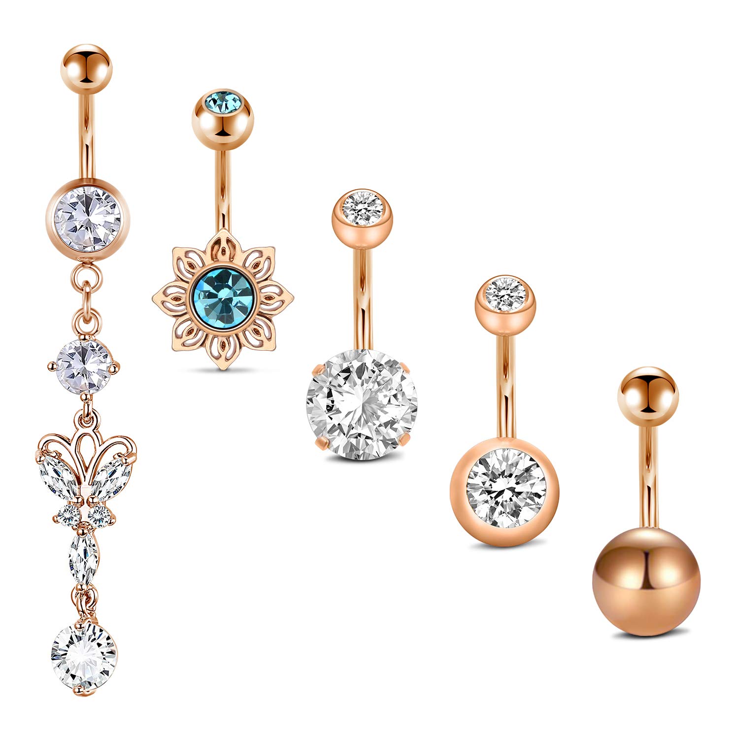 Mayhoop 6-12Piezas Anillo del Ombligo Piercing del Ombligo Acero Inoxidable 14G 10mm para Las Mujeres y Las niñas Joyería del Cuerpo del Vientre