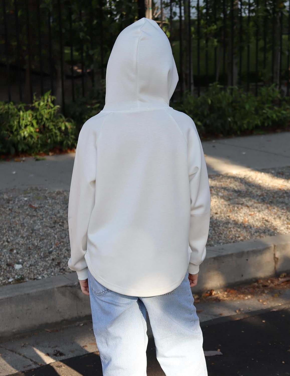 Arshiner Girls Button Up Hoodies Kids Casual V Neck Sweatshirt Girl Long Sleeve Shirts Tunic Tops Curved Hem