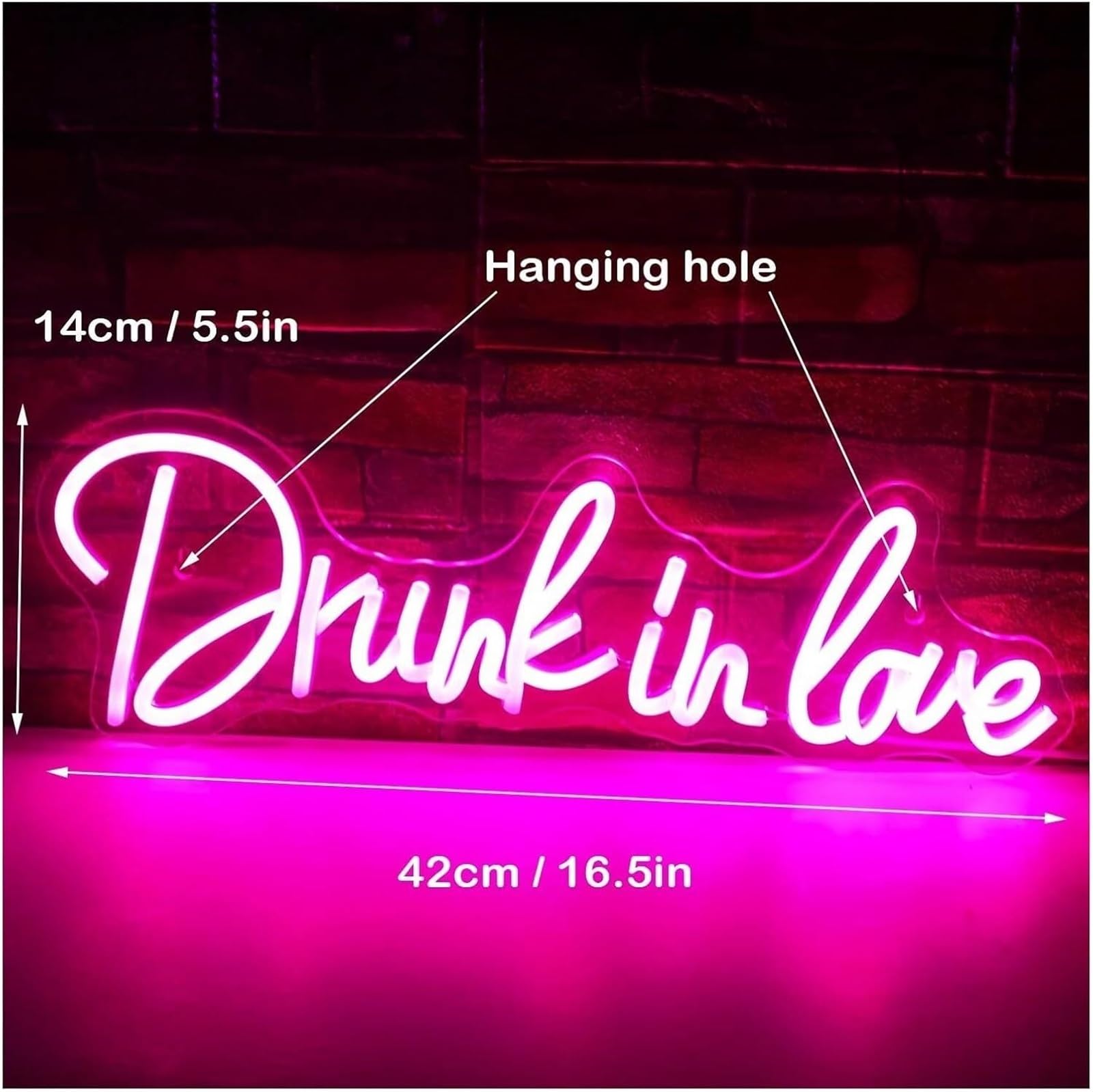Insegne luminose al neon per matrimoni "Drunk in Love", regali per innamorati e cortili