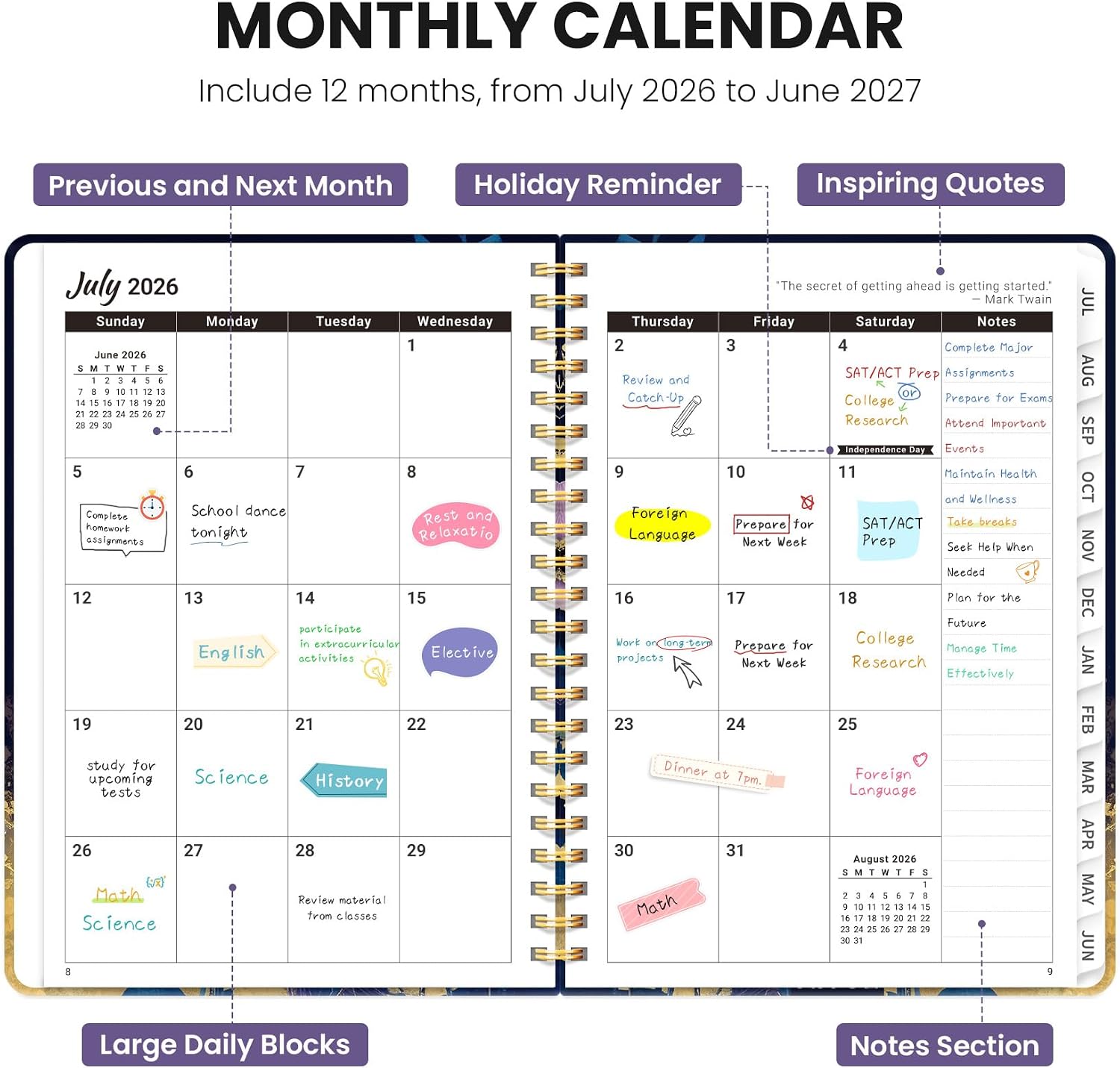 ZOTIA Planner 2026-2027 Weekly & Monthly Calendar Planner Jul 2026-Jun 2027 image 2