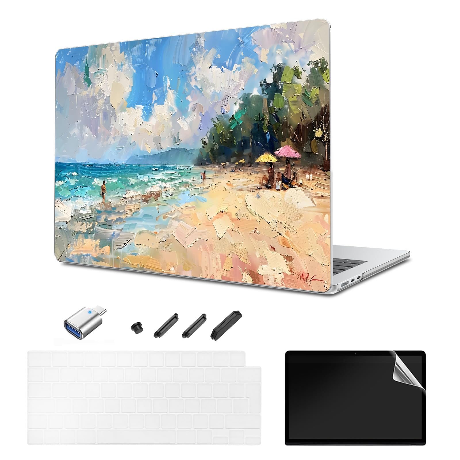 EooCoo Compatibile con Cover MacBook Air 13 M5 M4 M3 M2 2026 2025-2022 Custodia Rigida per Mac 13,6 Pollici A3449 A3240 A3113 A2681 Mac Book Case Macair PC Protezione - Mezzanotte Trasparente