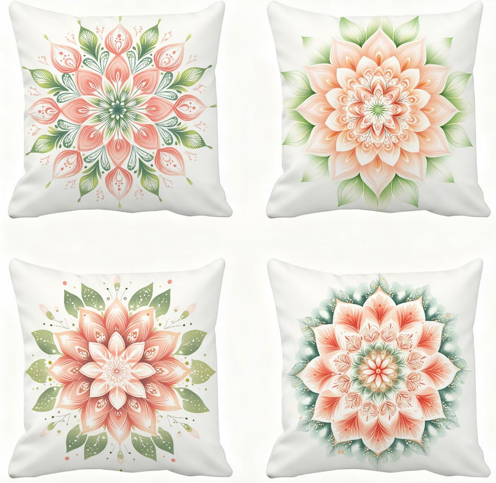 Rose Housse Coussin 60x60 Mandala Taie Oreiller 60x60 Lot de 4 Super Doux Protege Oreiller 60 x 60 Decoration Automne Taie D'oreiller Carrées Coussin Canape, pour Maison Chambre Canapé Chaise E - 508
