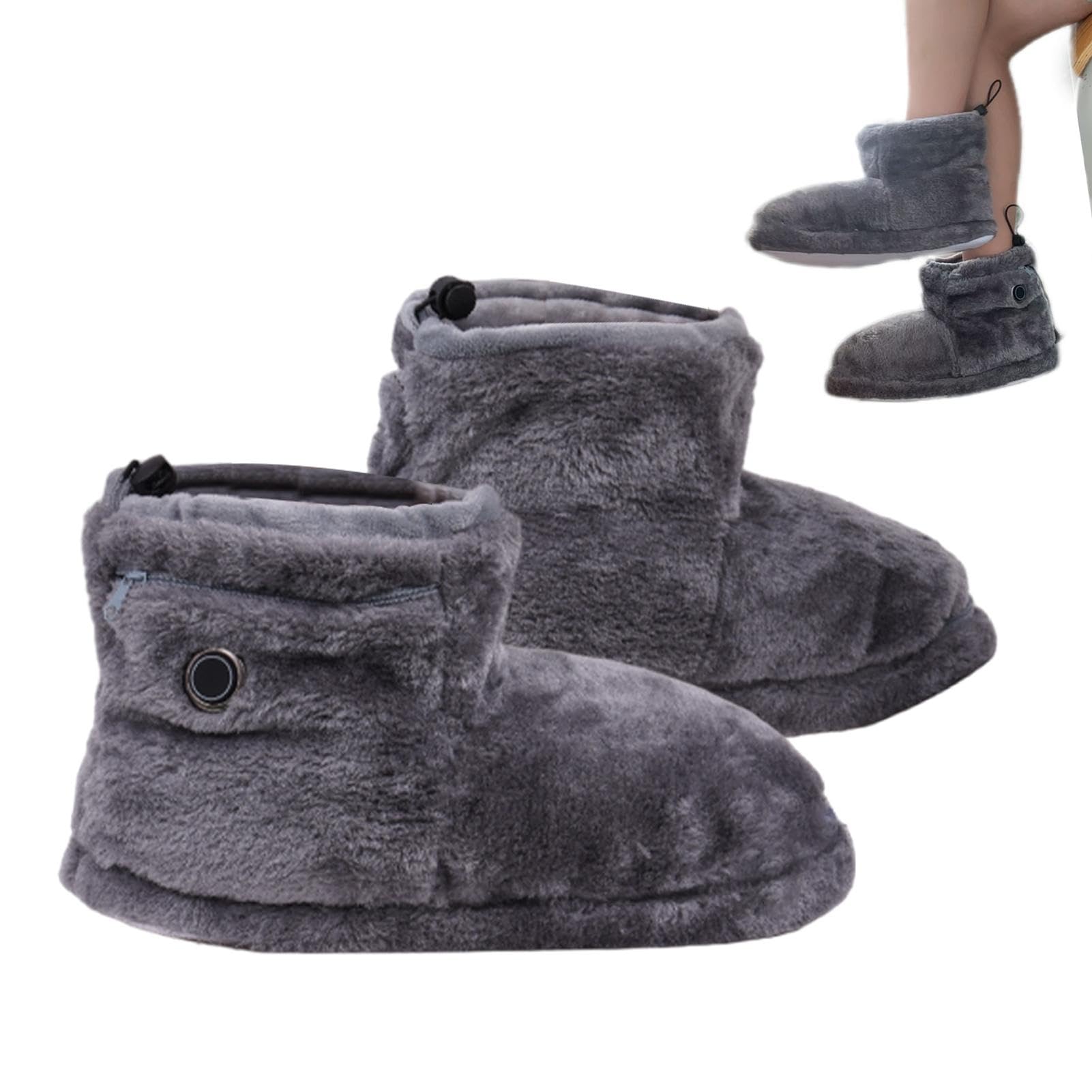 Bottes chauffantes pour Pieds, Chaussons Chauffants USB,Chaussons Chauffants électriques USB d'hiver - Cinq températures Femmes Hommes Temps Froid Adultes Chaussures pour étudier, Lire,