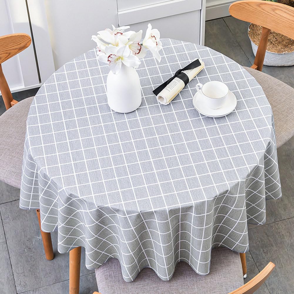 Tovaglia Rotonda A Quadri Bianco E Nera, 152 Cm, Impermeabile E Antimacchia, Perfetta Per Tavoli Da Pranzo, Picnic E Feste All'aperto - 3