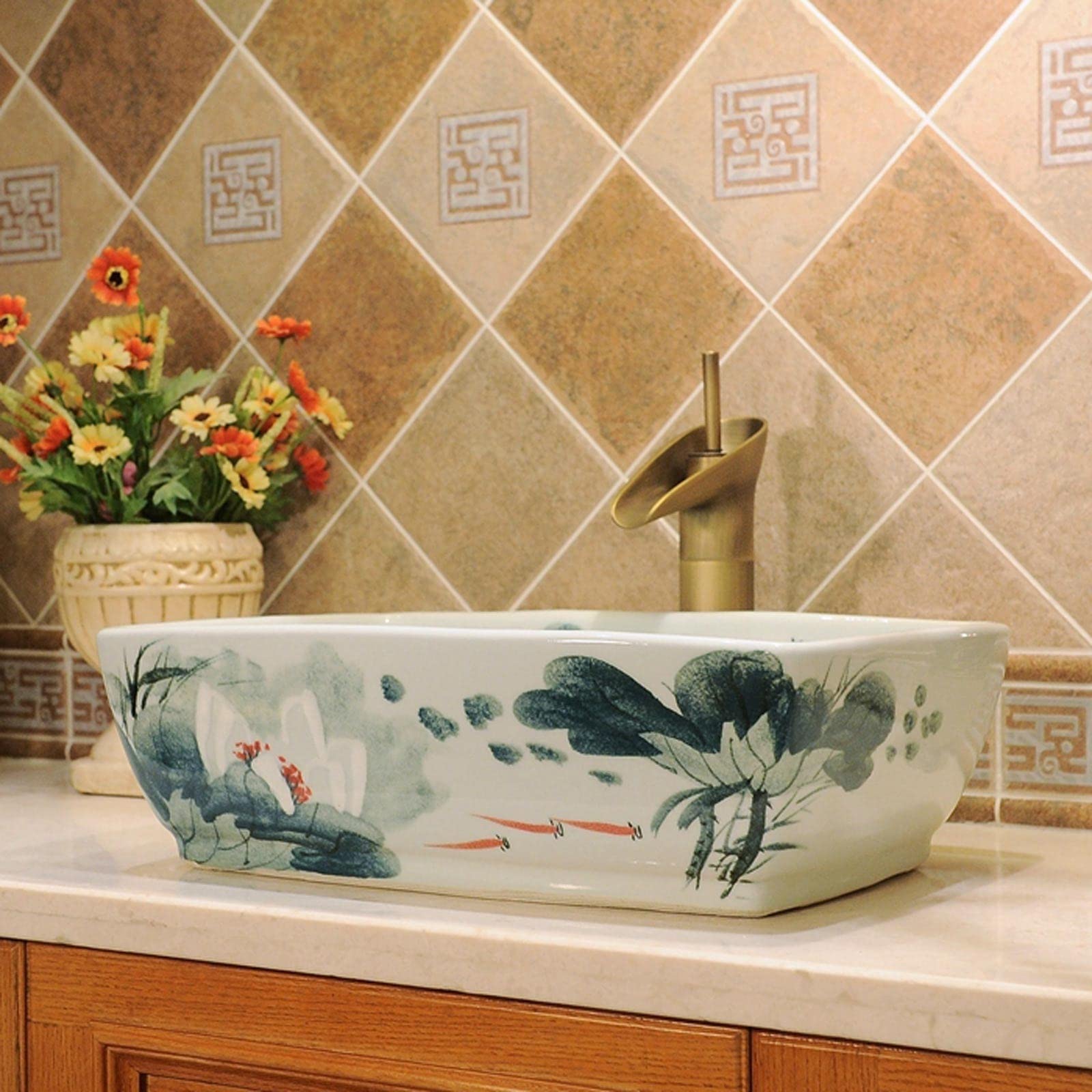 Prawdziwy ceramiczny Retro umywalka łazienkowa Umywalka na blat
