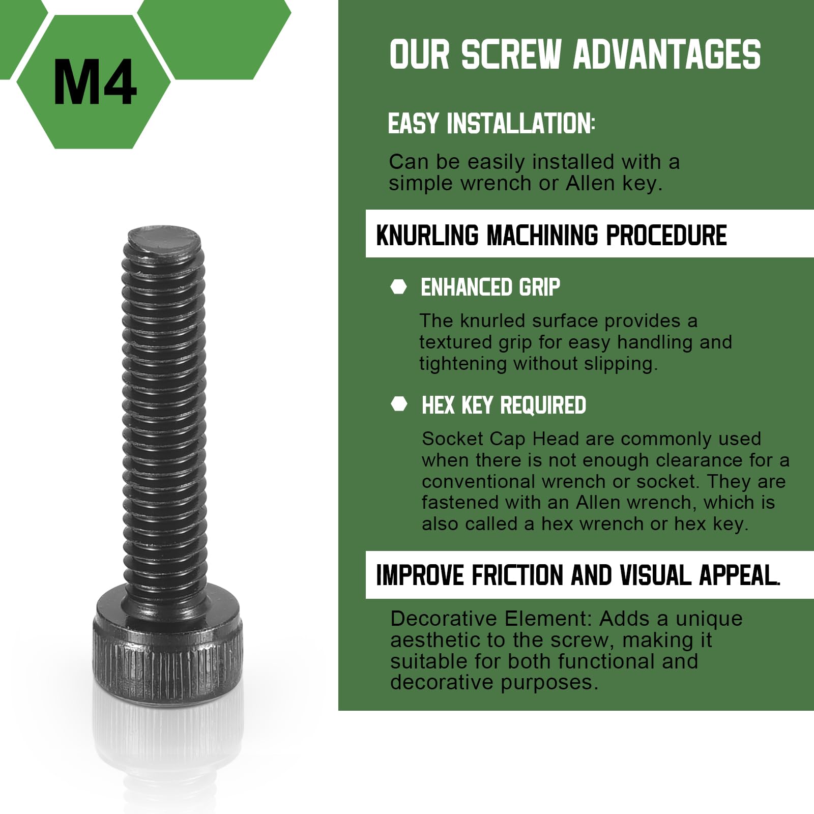 uxcell Hex Socket Bolts (M4-0.7x16), Grade 12.9 Carbon Steel Hex Socket Drive Screws, Black, 50 Pcs, M4-0.7x16mm - Image 3
