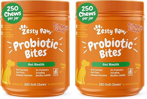 Miniatura 12 de Zesty Paws Probiótico para perros – Probióticos para la flora intestinal, salud digestiva, diarrea ocasional y soporte intestinal – Clínicamente