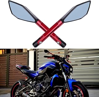 JMTBNO 8mm 10mm Motorcycle Rearview Mirror Handlebar For Yamaha XJ6 R1 R6 FZ6 F800 F650 MT03 MT07 MT09 Z750 Z1000 ER-6N TNT TRE Monster(Red)
