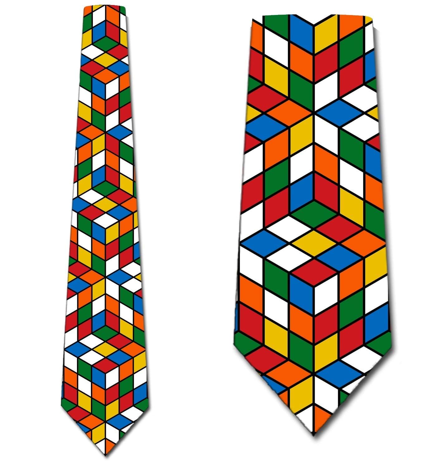Three Rooker Puzzle Cube Ties Mens Illusion Puzzle Necktie