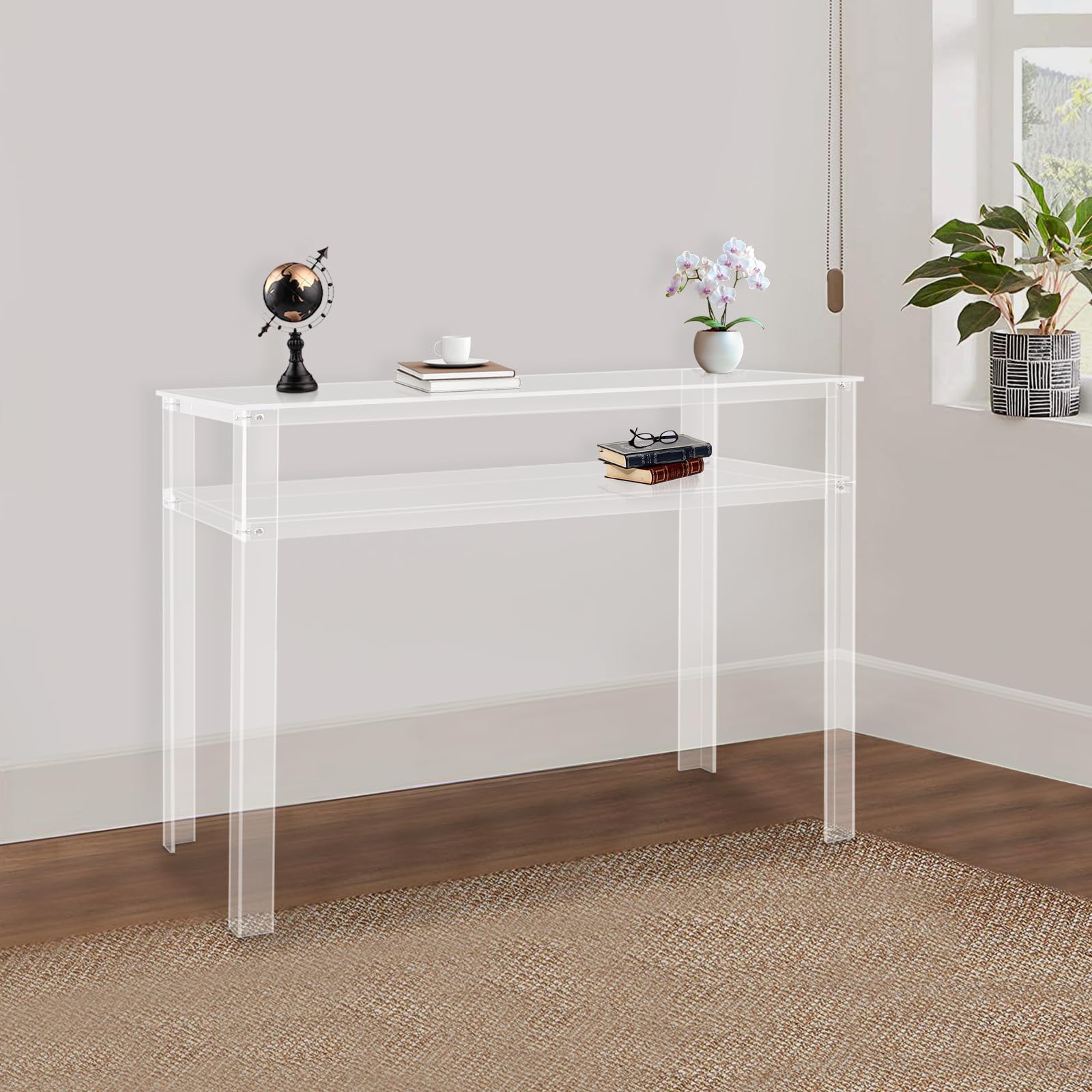 Scrivania in Acrilico Trasparente a 2 Livelli 100 x 50 x 75 cm per Computer