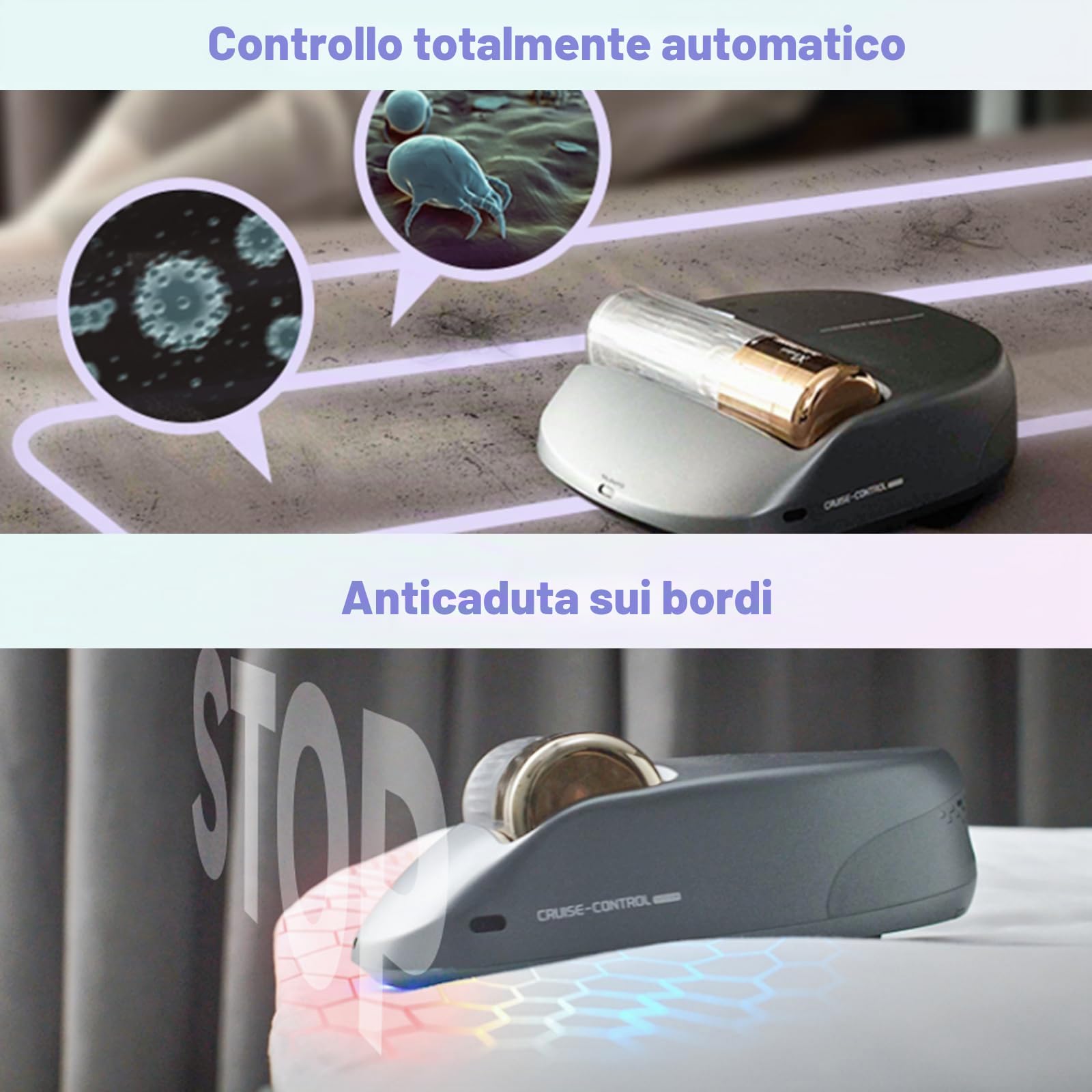CREATULIZE Battimaterasso completamente automatico，14AW e 270nm forte aspirazione，sterilizzazione UV-C，55dB a basso rumore aspirapolvere per materassi，adatto per biancheria da letto, divani materassi