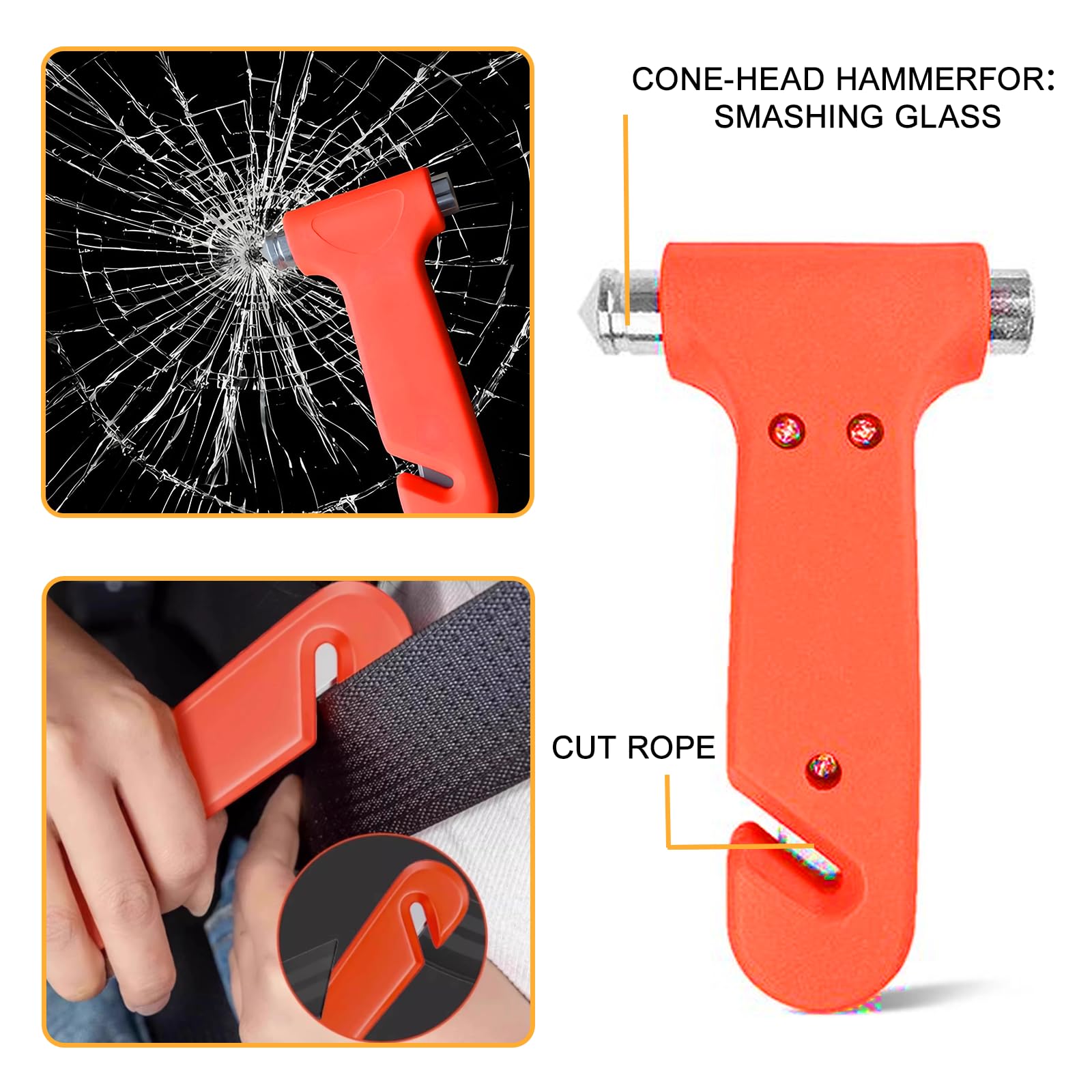 Kits d'urgence 14 en 1 pour Voiture,Contient Un Triangle De Signalisation/Un Marteau d'urgence/Un ImperméAble/Un Lampe De Poche, Etc. - Essentiels pour La SéCurité Automobile