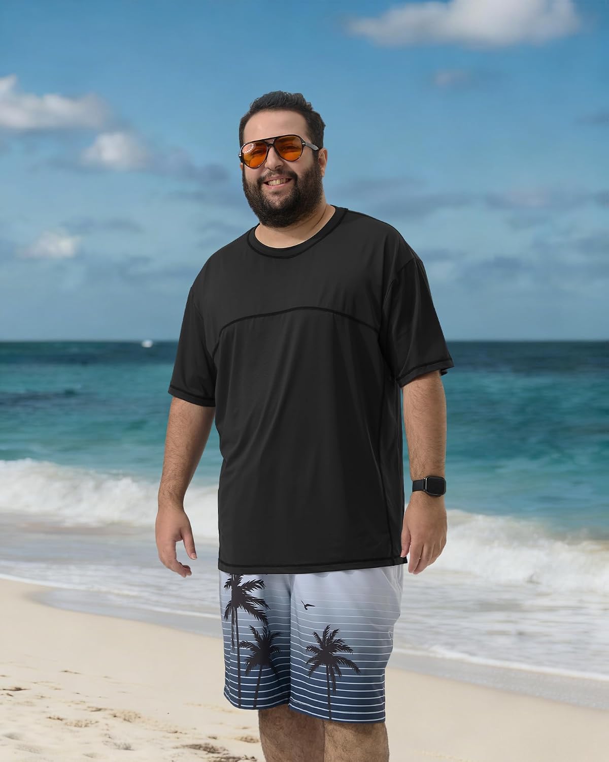 Arcweg Mens Big and Tall Swim Shirt UPF 50+ Sun Protection Rash Gard T-Shirt Quick Dry XL-6XL
