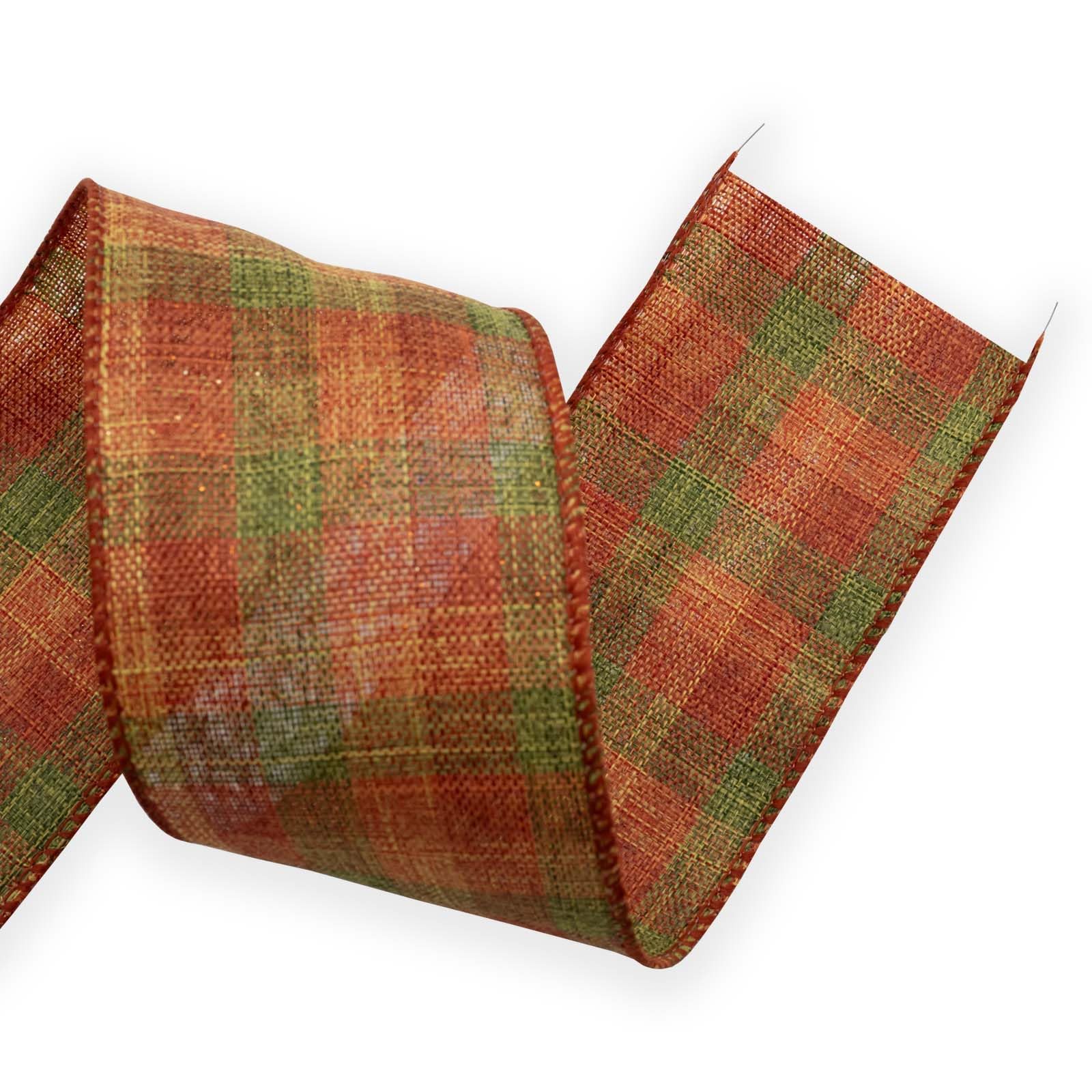 HATIANGE Fall Burlap Wide Wired Ribbon Orange Plaid Autumn Harvest Edge Wrapping for Wreath Floral Bows Craft Decor 6.3CM x 10Meters - Image 4