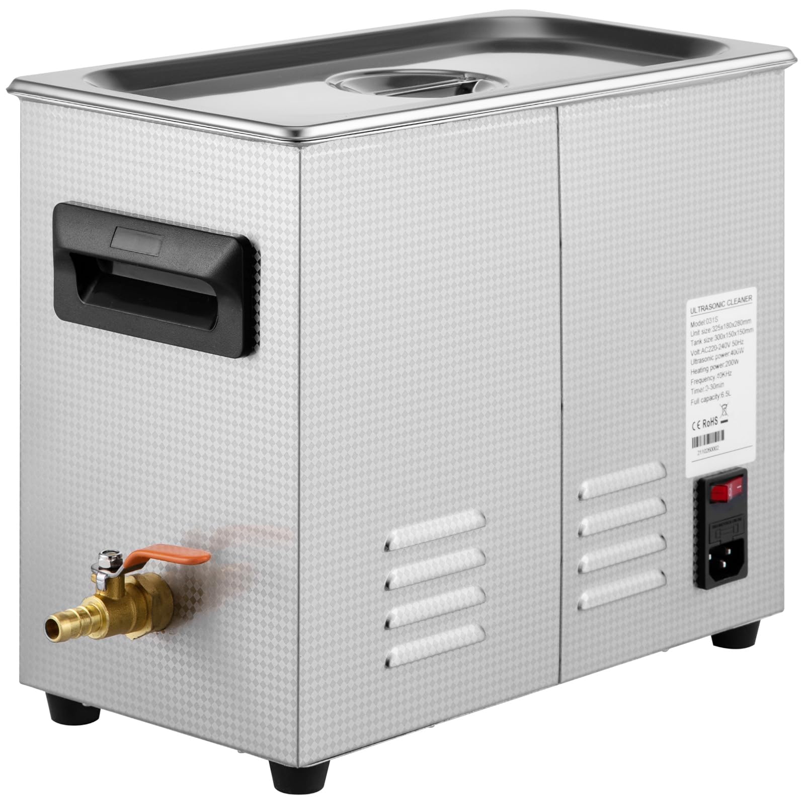 VEVOR Nettoyeur à Ultrasons Numérique 6 L, Chauffage 400 W, Ultrasons 180 W, Bac Ultrasons avec Chauffage et Minuterie, Appareil de Nettoyage Ultrasonique en Inox, pour Bijoux Lunettes Montres
