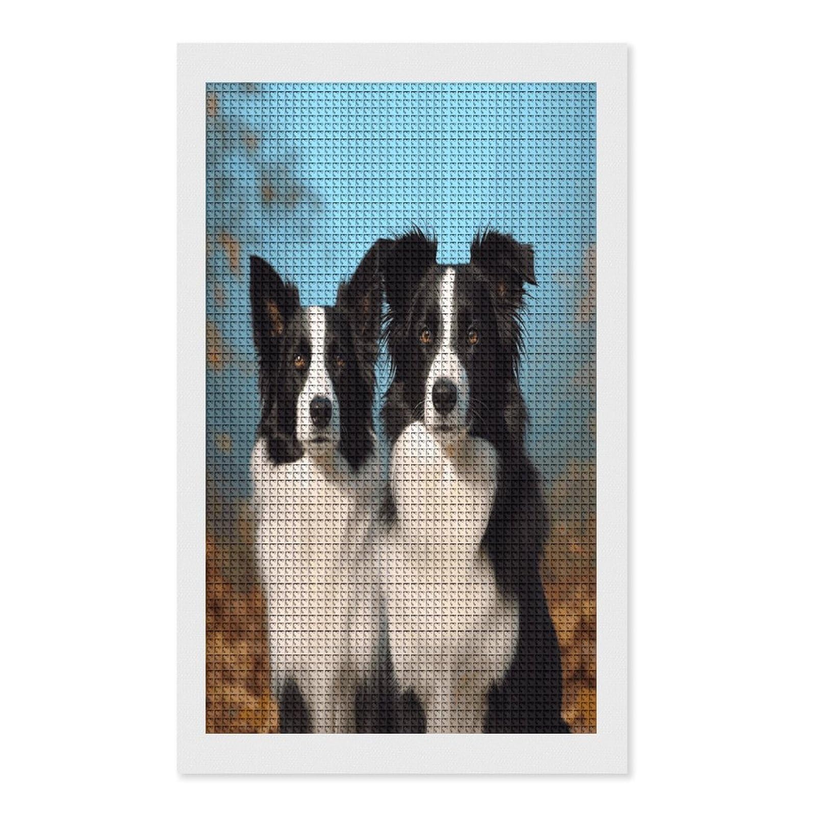 FodPand Border Collie Diamond Painting Kit for Beginner Fun 5D DIY Crafts for Adults Diamond Art Kits Square Diamond Art Canvas Painting Gem Art Crafts for Home Wall Decor 12"x20"
