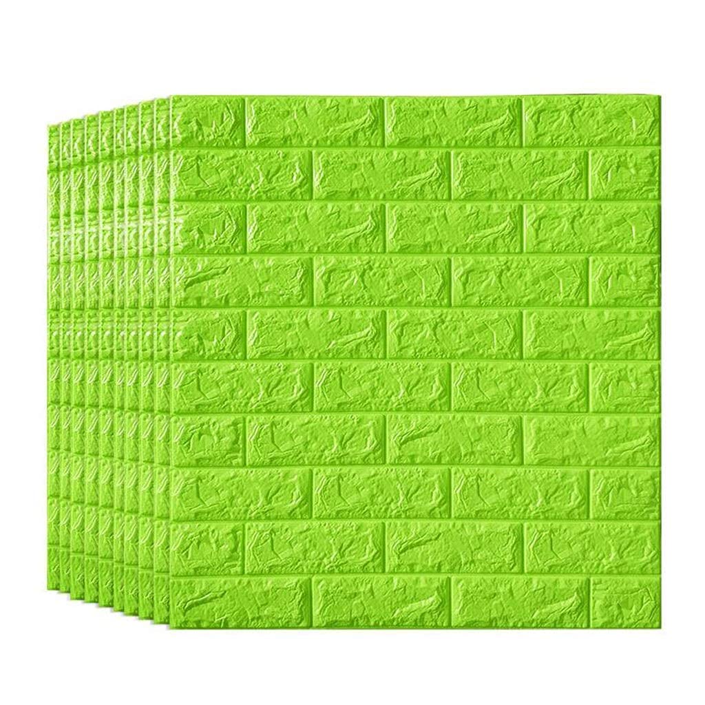eWINNER 70x77cm PE Foam 3D Wall Stickers Safty Home Decor Wallpaper Sticker Imitation Brick Bedroom Decor Waterproof Self-adhesive Wallpaper For Living Room Kitchen TV Backdrop Decor-10 Pack/Green
