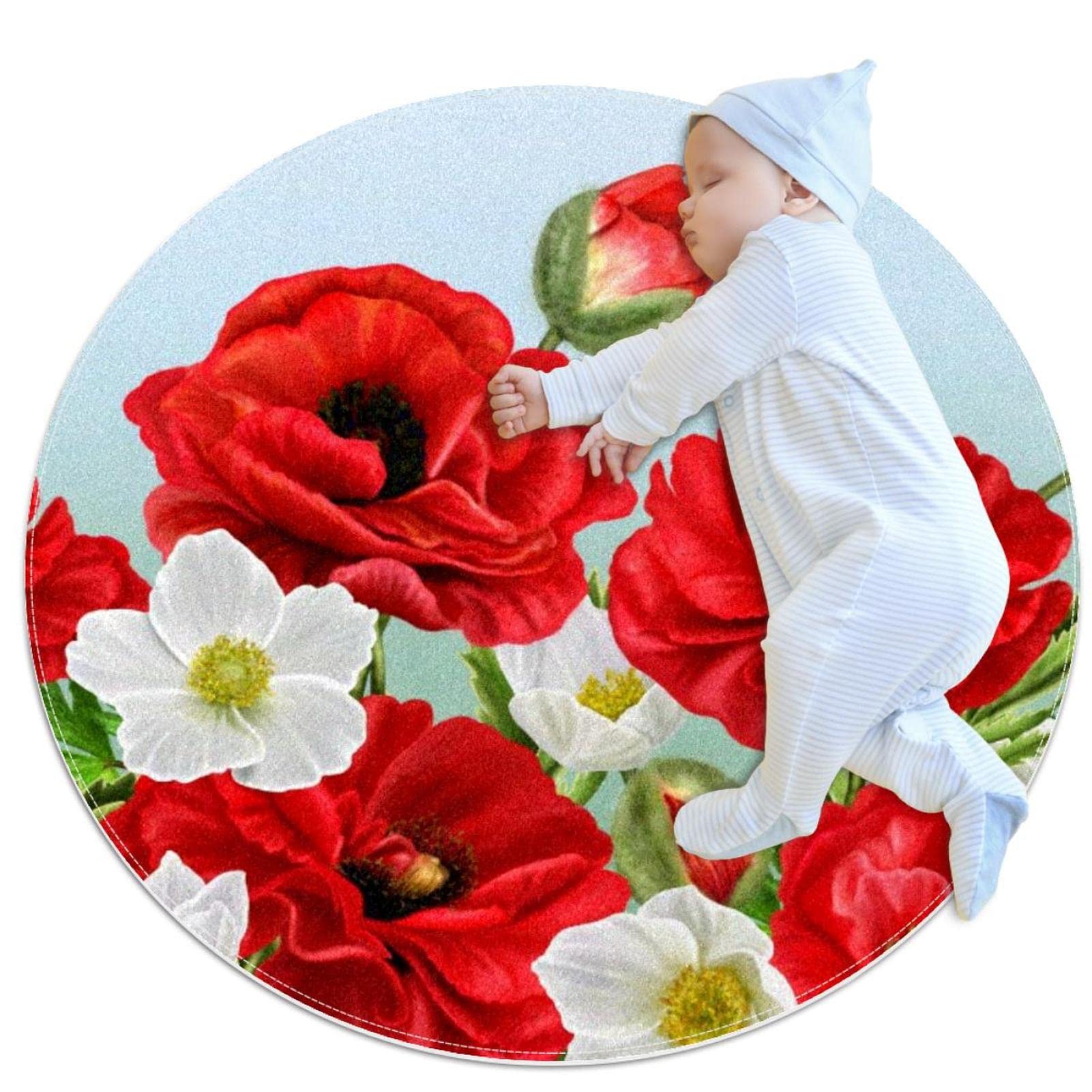 Tapis de salle de bain antidérapant motif coquelicots et fleurs