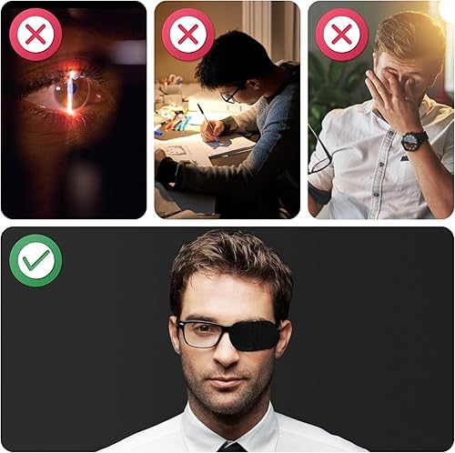 Miniatura 5 de 12 parches para ojos, parches para ojos de gran tamaño, reutilizables, no tejidos, para adultos y niños, ojo perezoso, ambliopía, estrabismo (negro)