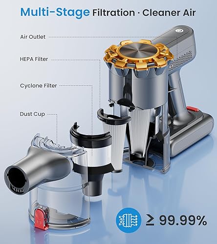 Miniatura 6 de Aspiradora inalámbrica, aspiradora de 500 W45 Kpa para el hogar con pantalla LED, aspiradora ligera 8 en 1 con tiempo de funcionamiento de 60