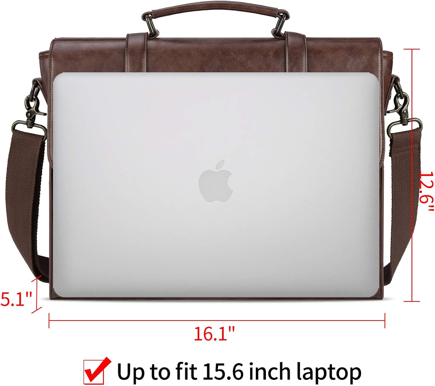 Leather Mens Messenger Bag Vintage 15.6 Inch Waterproof Leather Laptop Briefcase Large Satchel Shoulder Bag Retro Office College Computer Laptop Bag, Coffee : Electronics