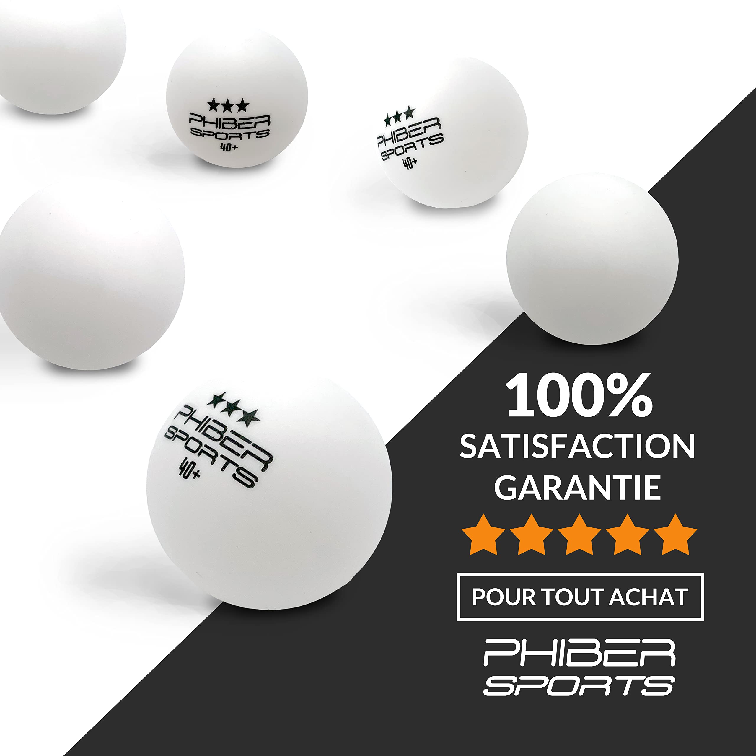 PHIBER-SPORTS Balles de Tennis de Table 3 étoiles [24 pièces] - Caractéristiques de Jeu parfaites - Idéal pour Les débutants, Les familles et Les Professionnels