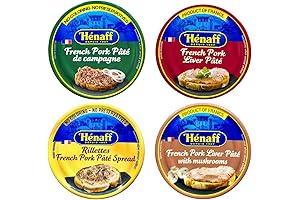Henaff Mix Pates and Rillette Pâté Assortment (4-Pack French Gourmet Varieties)