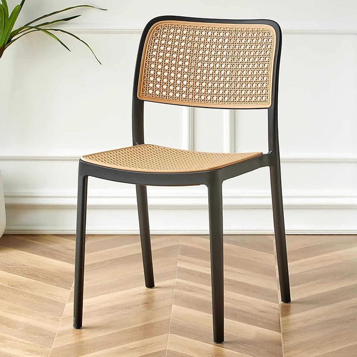 INNOWIN Mirra Chair for Dining Room Rattan Dining Chair Modern Stackable Desk, Home & Outdoor Fits at All Places, Plastic Chair | One Year Warranty | Without Arm | Black-image-34