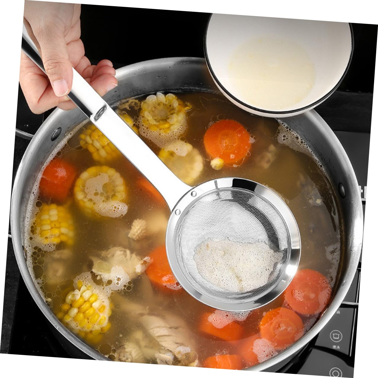 Homoyoyo 3pezzi Colino Maglie Fini in Acciaio Inox Setaccio per Alimenti Colino per Cucinare Filtro per Zuppe e Farina Utensile da Cucina Pratico