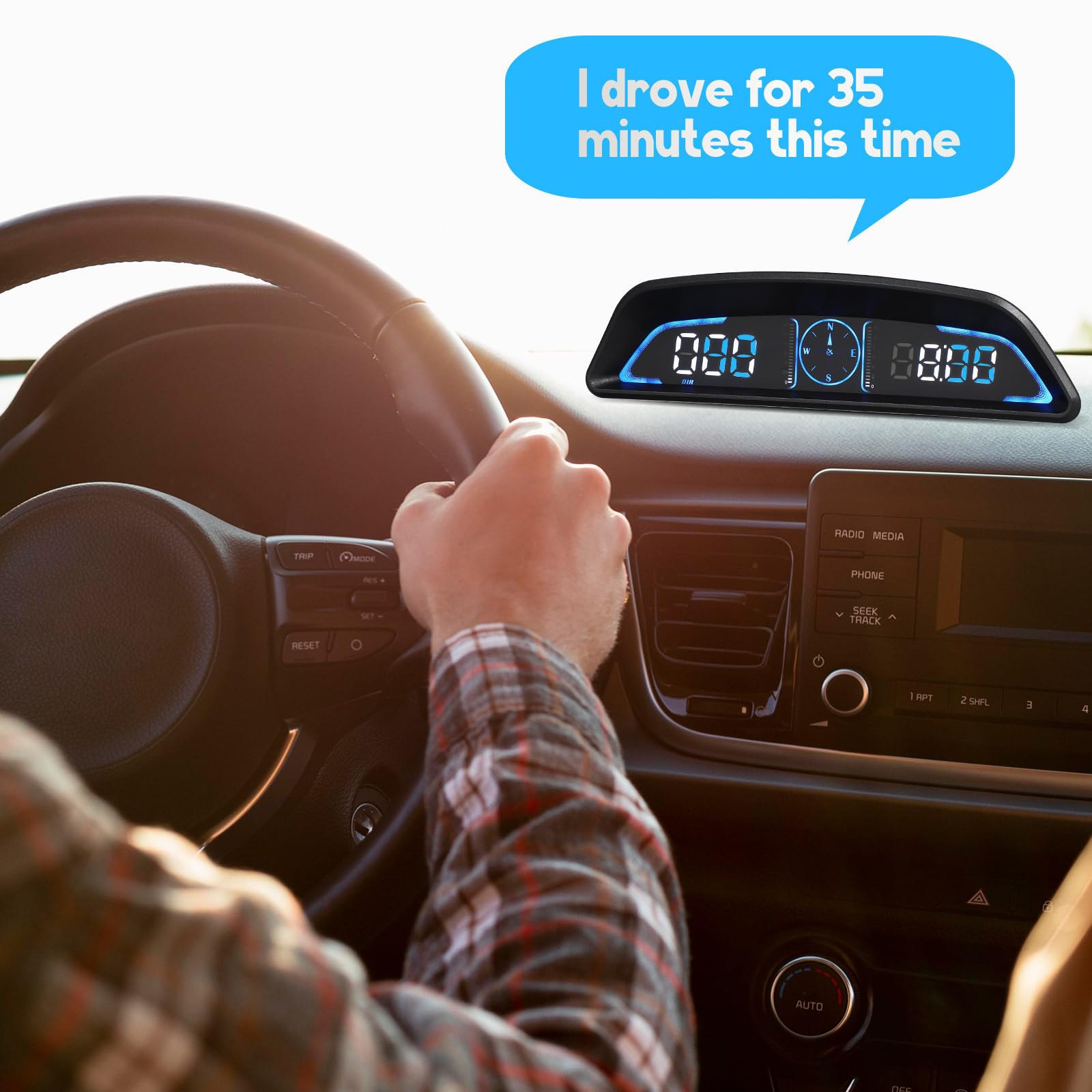 Display Head-up Digitale per Auto con Tachimetro Gps, Allarme Superamento Velocità e Contachilometri Integrato, Materiale Abs e Pc, la Gestione del Veicolo la Guida Sicura