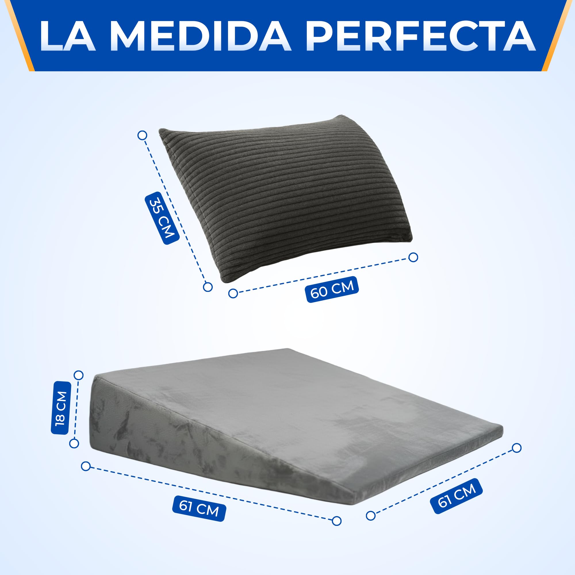 NEROKU® Cuña Antireflujo Adulto y Cojín Lectura Cama - Respaldo Cama | Almohada Cuña que Mejora Circulación y Descanso - Almohada de Lectura y Almohada Antironquidos - Cojines Cama Cojines Sofa