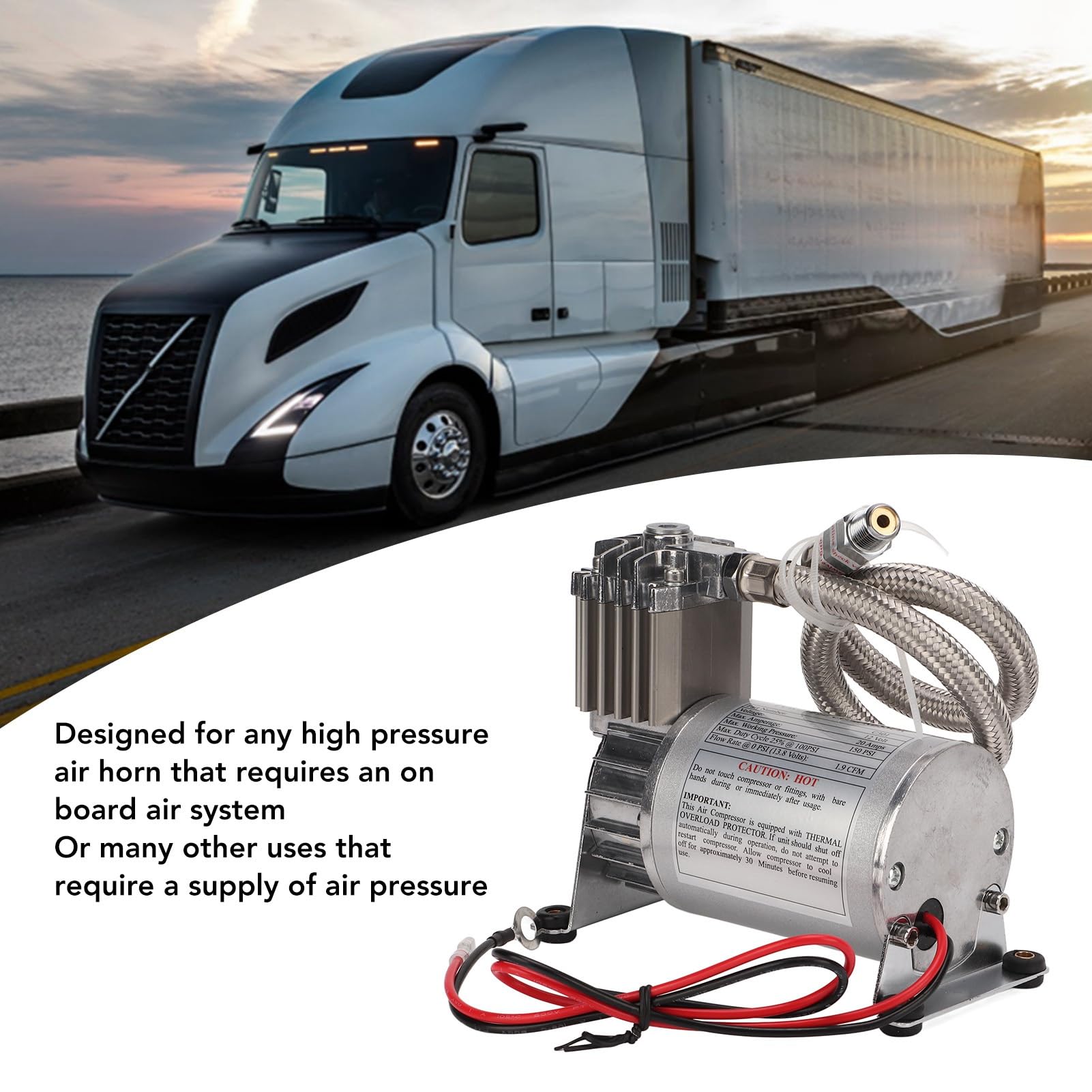Compresseur D'air Robuste 20A 150 PSI en Métal, Compresseur Portable Voiture, pour Véhicules 12V, Yachts et Bateaux, Modification o et vidéo de voiture