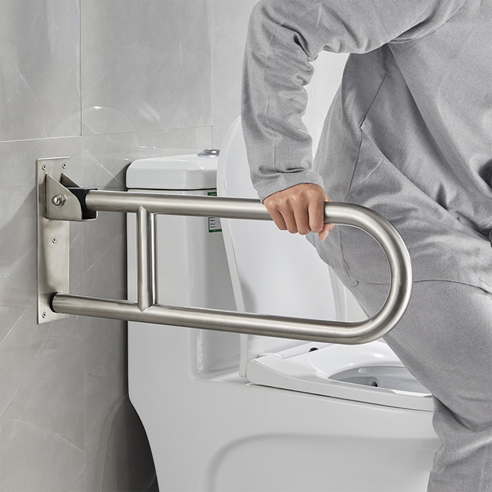 Barra Para WC, Antideslizantes Resistentes Manija de Soporte para Inodoro | Antideslizante Barra Abatible Para Inodoro, Minusválidos WC, Barra Baño Minusválido Carga hasta 120 kg (264 lb) (Blanco)