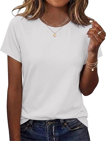 Womens Short Sleeve Tops Summer Crew Neck T Shirts for Ladies UK Casual Basic Top Loose Fit Pullover Tunic Tee Gym Yoga Active Going Out Clothing