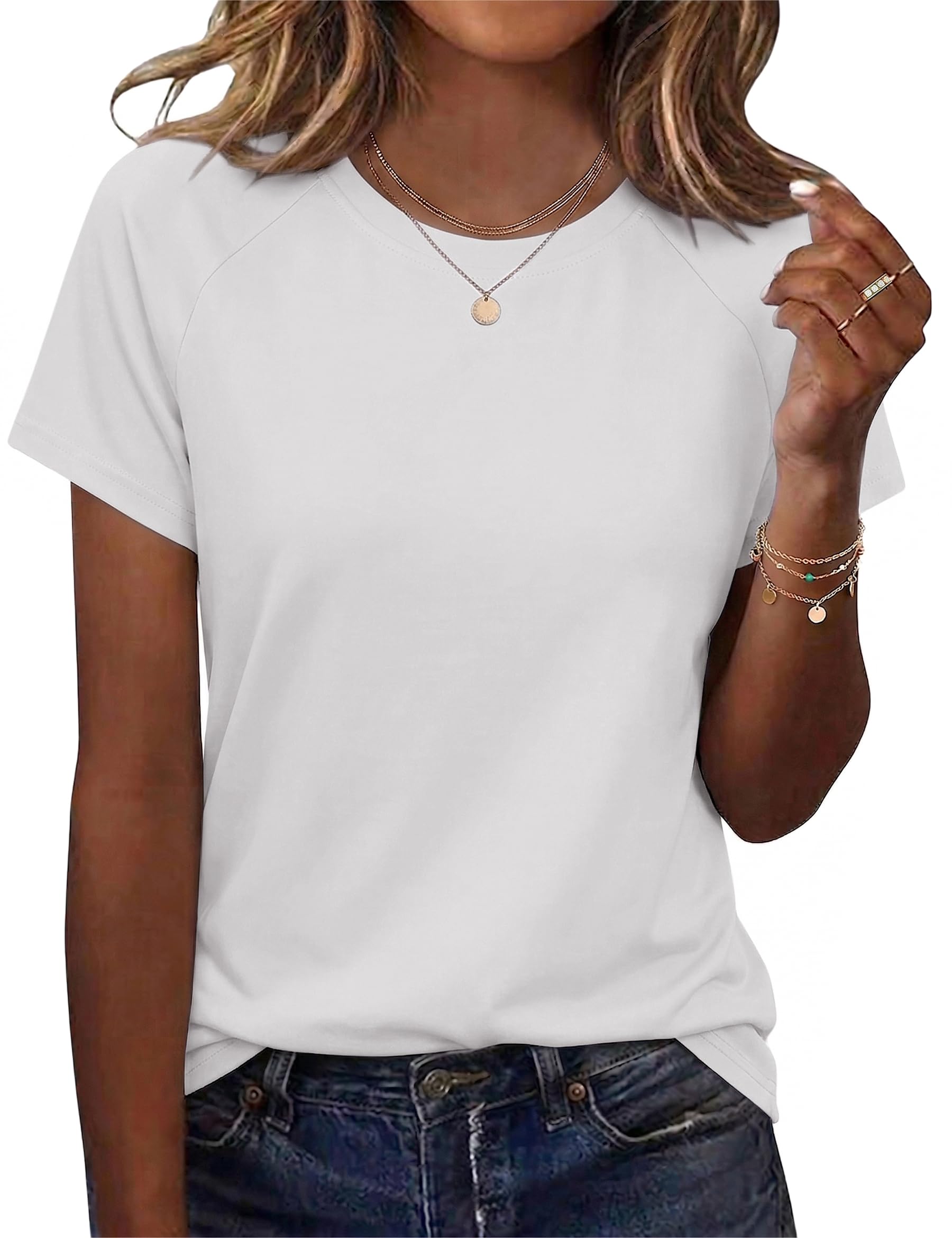 Camiseta Mujer Casual Manga Corta Top Liso de Verano Transpirable Corte Suelto y Cómodo