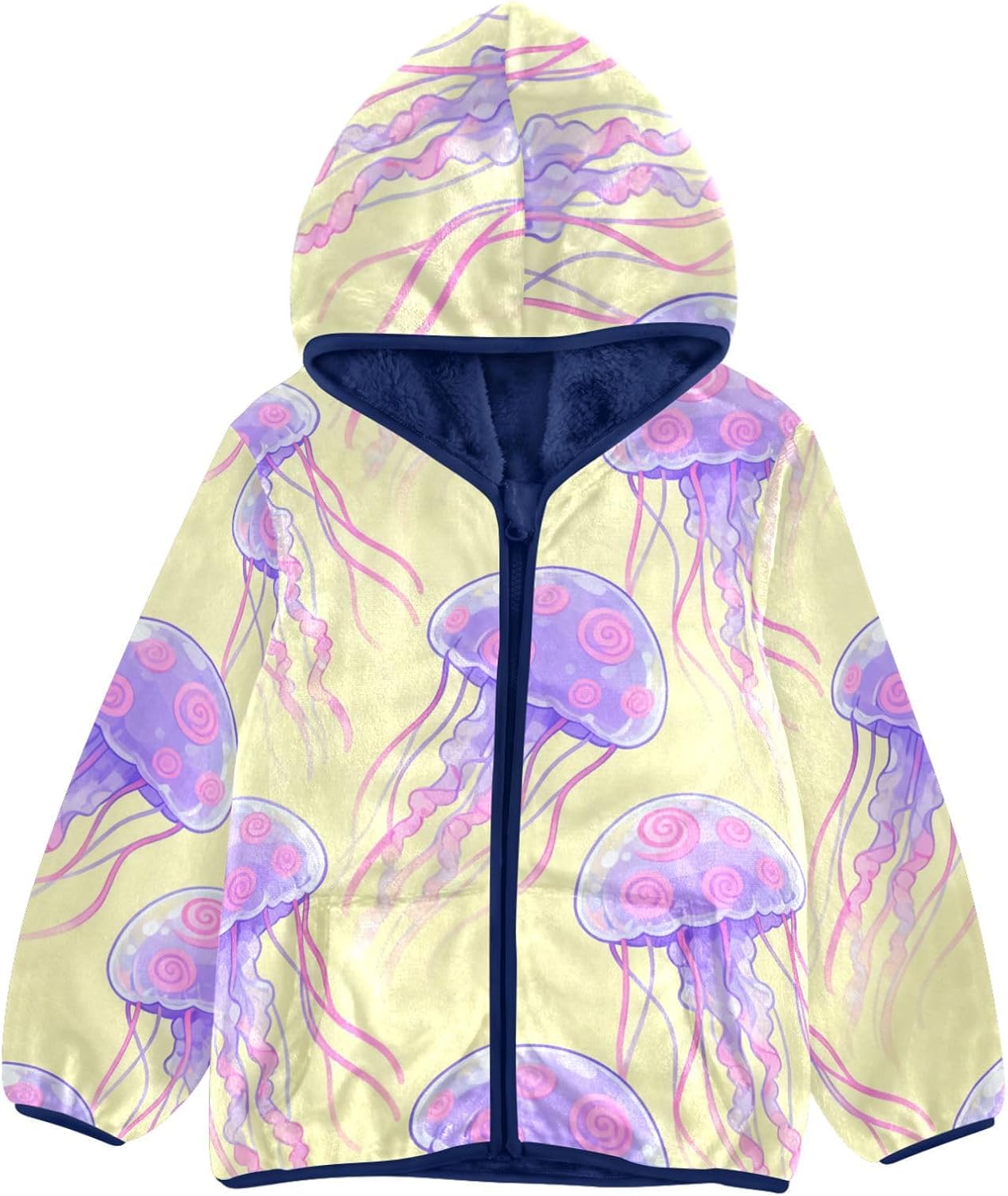 Cute Purple Jellyfish Toddlers Jackets Outerwear Jackets Navy Blue Fall Baby Boy Clothes