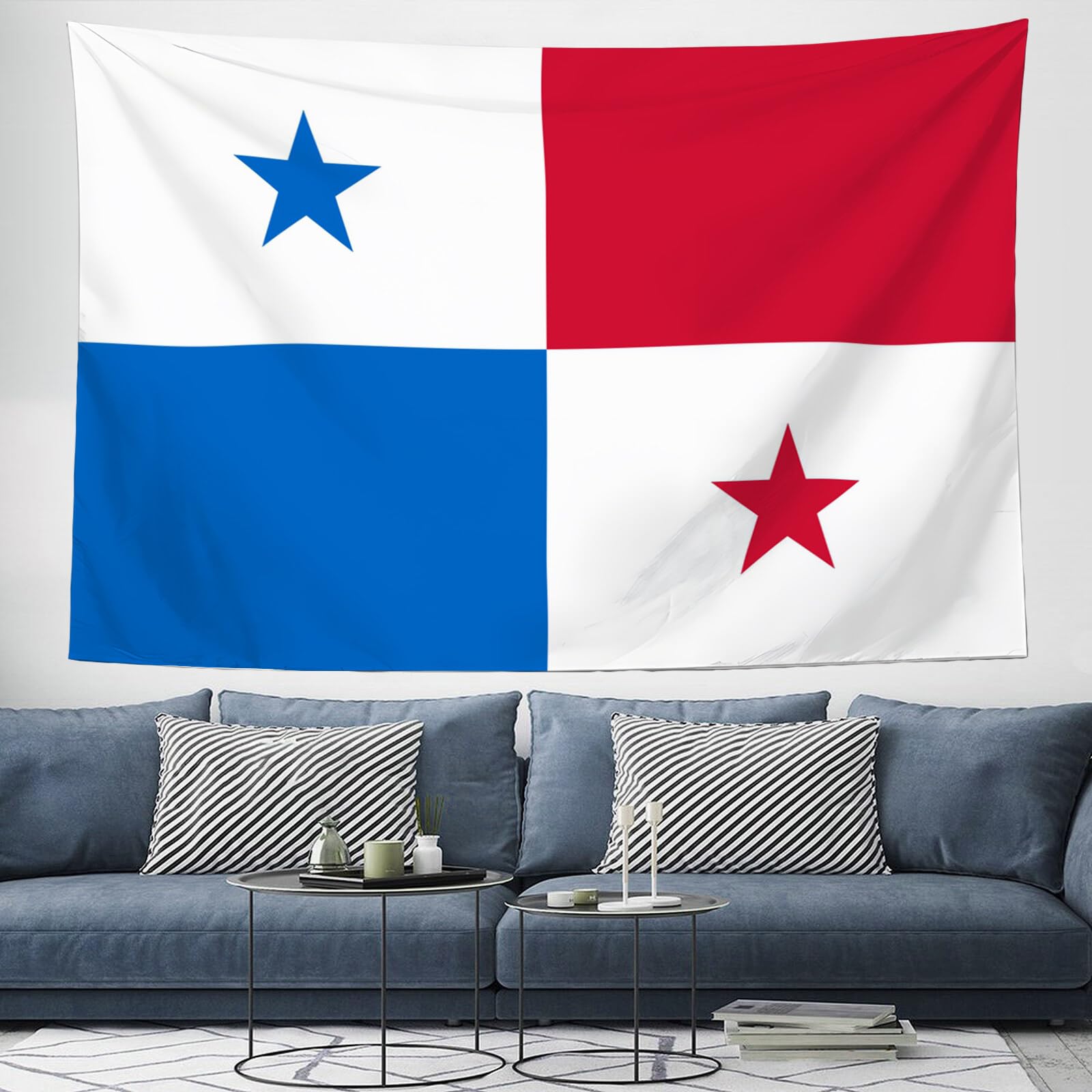 Tapiz de tela de la bandera de Panamá de 200 x 150 cm con acabado rústico para oficina 8